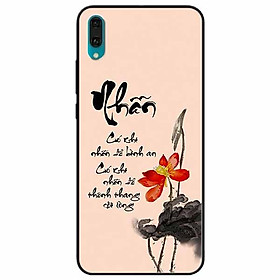 Ốp lưng in cho Huawei Y7 Pro 2019 Mẫu Thư Pháp Nhẫn Nền Hồng