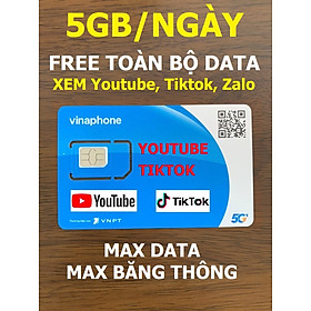 Hình ảnh Sim 4G Vinaphone 5GB/NGÀY (Gia hạn 50k/tháng) FREE Toàn bộ Data xem Youtube, Tiktok với tốc độ cao, MAX băng thông, Max dung lượng - Dùng Toàn Quốc - hàng chính hãng