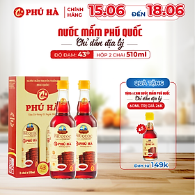 Nước mắm Phú Quốc Chỉ Dẫn Địa Lý Phú Hà 43 độ đạm - Hộp 2 chai 510ml