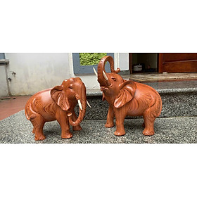 Cặp tượng voi phong thủy bằng gỗ hương đá kt 30cm 