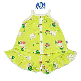 Bộ quần áo Ngắn bé gái họa tiết Cún Dưa Hấu Xanh thun cotton - AICDBGQYC3P3 - AIN Closet