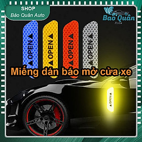 Bộ 4 DECAL dán OPEN phản quang báo mở cửa ô tô