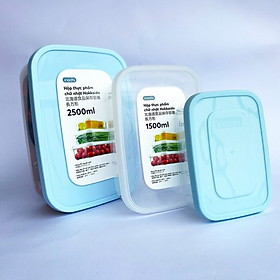 Bộ 3 Hộp Đựng Thực Phẩm, Thức Ăn Bằng Nhựa Cao Cấp Hokkaido Inochi Nhật Bản - Đảm bảo an toàn cho sức khỏe - Hình Chữ Nhật - Nhiều Size - Nhiều Màu
