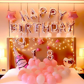 Set sinh nhật - Set trang trí sinh nhật Happy Birthday màu hồng dễ thương cho mọi lứa tuổi