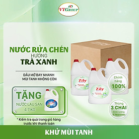 Nước Rửa Chén Zily 4.7 Kg (03 Chai/Thùng) - Tặng 1 lau sàn 4.7kg