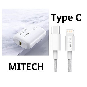 Mua Combo Sạc dự phòng PISEN QUICK Power Tiny 10000mAh siêu nhỏ  sạc nhanh + Cáp sạc PISEN dành cho iPhone ZY QUICK - PD (C to L ) 20W ZY-CL-PD01-1200 - Hàng chính hãng