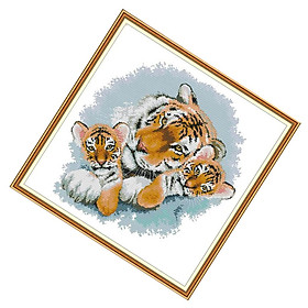 Dimensions 11ct Counted Cross Stitch Kit, Tiger Mother and Baby, 11 Count Aida,