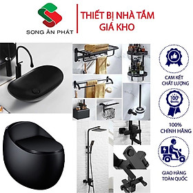 Mua Combo Thiết Bị Vệ Sinh  Combo Thiết Bị Vệ Sinh Màu Đen Cao Cấp 047 – Thiết Bị Nhà Tắm Giá Kho