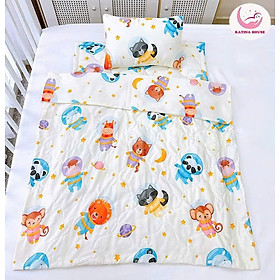 Bộ chăn gối nệm cho bé Katina House, vải Tencel siêu mềm mát, thoáng khí, nệm chống thấm