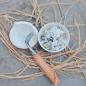 Dụng cụ nạo dừa thủ công, sò dừa thủ công tay cầm bằng gỗ, sò dừa quê - Hàng thủ công xứ Nẫu [Ảnh thật]