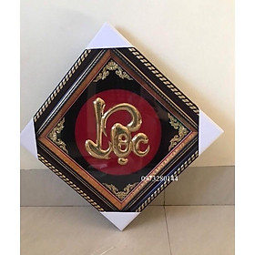 Mua Tranh chữ Lộc việt bằng đồng khung hình thoi 42x42cm