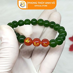 Vòng phong thủy mệnh hỏa tam hợp tỵ dậu sửu đã khai quang - chất liệu đá mã não - size 8 10ly - may mắn tài lộc - Vòng Tam Hợp Anh Vũ