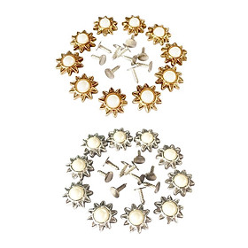 20 Sets Pearl Sunflower Rivets Stud Buttons for DIY Leather Craft 14mm