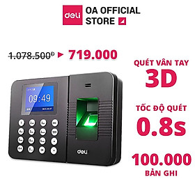 Máy chấm công quét vân tay Deli – màu đen - E3960