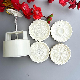 Mua Bộ Trung thu 4 mặt VÂN HOA Hướng Dương  Hoa Đồng Tiền  Hoa Văn Phong thuỷ... Khuôn Bánh nhấn lò xo tạo hình 3D Siêu Sắc
