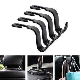 4Pcs Car Back Seat Hanger Organizer for Backpack Umbrellas Groceries Storage Simple to Install Accessory Children's Toy Holder Black S Type