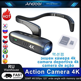 Camera hành động Andoer 4K 30fps Đầu máy quay phim WiFi Camera có thể đeo được điều khiển ứng dụng chống lắc cho Vlog Vlog