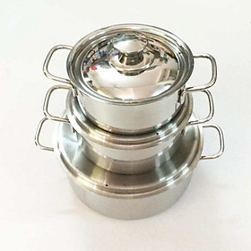 BỘ 3 NỒI INOX CAO CẤP DÙNG ĐƯỢC BẾP TỪ