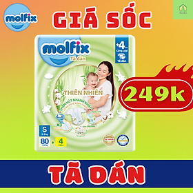 (Mẫu mới cải tiến) Tã/bỉm dán Molfix size S80+4 miếng dành cho bé 4-8kg