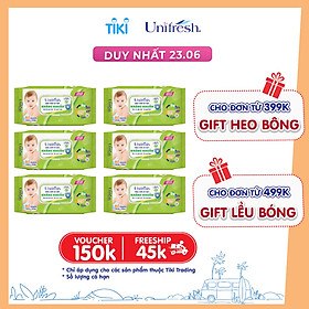 Combo 6 Khăn Ướt Unifresh Aloevera 80M (80 Miếng)