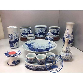 Mua Bộ Bát Nhang Thờ bằng gốm sứ Men Xanh Ngọc cao Cấp Vẽ Sen( chọn theo từng sản phẩm) HAN816