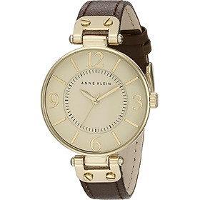 Đồng hồ nữ Đồng hồ nữ Anne Klein Women's 109168IVBN Gold-Tone and Brown Leather Strap Watch