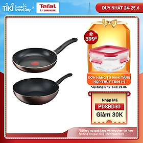 Combo 2 chảo chống dính đáy từ Tefal - Chảo chiên 24cm G1430405 Day By Day & Chảo xào 26cm G1437705 Day By Day - Dùng cho mọi loại bếp - Hàng chính hãng