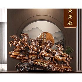 Mua Tượng ngựa Bát Mã Hùng Phong  Mã Đáo Thành Công trang trí decor phòng khách size 34 cm
