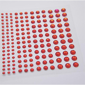 Hạt đá dán tóc nửa hạt có sẵn keo combo 3456 - đỏ
