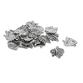 30x Indian Chief Head Charms Pendants for Making Jewelry Crafts Keyrings DIY