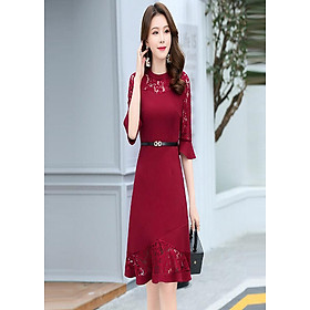 Đầm body dự tiệc phối ren đuôi cá cao cấp