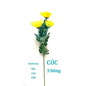 Hoa giả trang trí - Cành HOA CÚC 3 Bông (65cm) Vải cao cấp