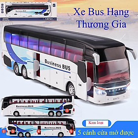 Mô hình xe bus chở khách hạng thương gia bằng hợp kim có nhạc và đèn mở được tất cả cánh cửa