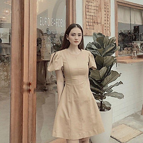 Đầm váy nữ nude tay búp phồng TKN
