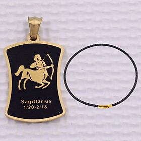 Mặt dây chuyền cung Nhân Mã - Sagittarius inox vàng kèm vòng cổ dây da đen + móc inox vàng
