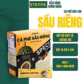STEPPACAFE-Cà phê hòa tan SẦU RIÊNG 4in1 (Hộp 20 gói x 24g)