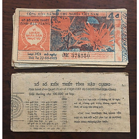 Tờ vé số bao cấp kiến thiết tỉnh Hậu Giang 198x, phong thủy sưu tầm