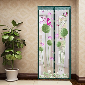 Summer Cartoon Pattern Hands Free Silent Magnetic Mosquito Net Door Curtain