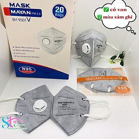 Khẩu trang Mayan PM2.5 BH9501V có van thở, Khẩu trang N95 lọc kháng khuẩn đệm mũi cao cấp