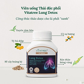 Bổ Phổi Úc Vitatree Lung Detox 60 Viên Giúp Hỗ Trợ Giảm Ho, Tăng Cường Sức Khỏe Hô Hấp, Hỗ Trợ Tăng Cường Sức Đề Kháng Cho Cơ Thể