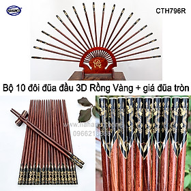Bộ đũa thờ 10 đôi đũa Cẩm đầu 3D PHONG THỦY - Giá trị Tâm linh - truyền thống văn hóa Việt