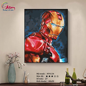 Tranh sơn dầu số hóa tự tô cho người lớn Marvel Ironman Người sắt NV4134