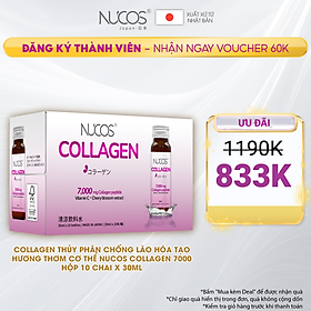 Collagen thủy phân chống lão hóa tạo hương thơm cơ thể Nucos Collagen 7000 hộp 10 chai x 30ml