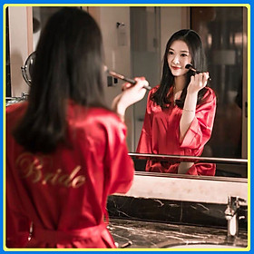 Đầm ngủ nữ áo choàng lụa cao cấp Q59 - Áo choàng ngủ lụa sang trọng quyến rũ - Áo choàng cô dâu - Cô Dâu - ĐỎ - Freesize (45kg - 58kg )