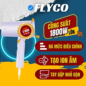 Máy Sấy Tóc Flyco Công Suất Lớn (1800W) FH6277VN Chế Độ Sấy Anion & Sấy Lạnh Bảo Vệ Tóc - Hàng chính hãng