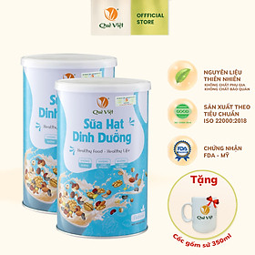 Combo 2 hộp sữa hạt dinh dưỡng Quê Việt + tặng 1 cốc gốm sứ Bát Tràng - Lon 500G