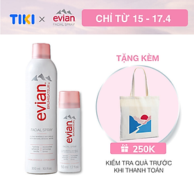 Combo 2 xịt khoáng cấp ẩm và làm dịu da Evian 300ml + 50