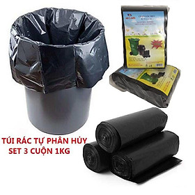 Mua SIÊU RẺ - 1KG TÚI RÁC TỰ HỦY SINH HỌC SIÊU TIẾT KIỆM (set 3 cuộn)