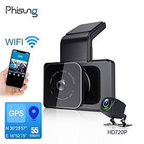 Camera hành trình ô tô Phisung K10 tích hợp camera sau Wifi GPS