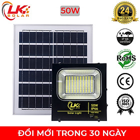 Mua Đèn Led Năng Lượng Mặt Trời Siêu Sáng 50W CHÍNH HÃNG- LK SOLAR TGD-9950  Sử dụng 100% năng lượng mặt trời  dễ dàng lắp đặt ngoài sân vườn  trong nhà  nhà xưởng  trang trại  cảm biến ánh sáng  có remote điều khiển từ xa